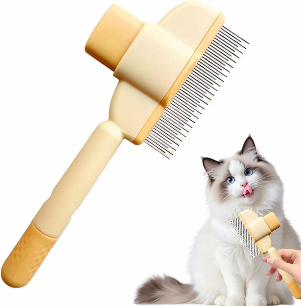 Odmart Self Cleaning Slicker Brush For Dogs & Cats | Pet Grooming Brush With Hair Release Button | Steam Deshedding Slicker & Fl