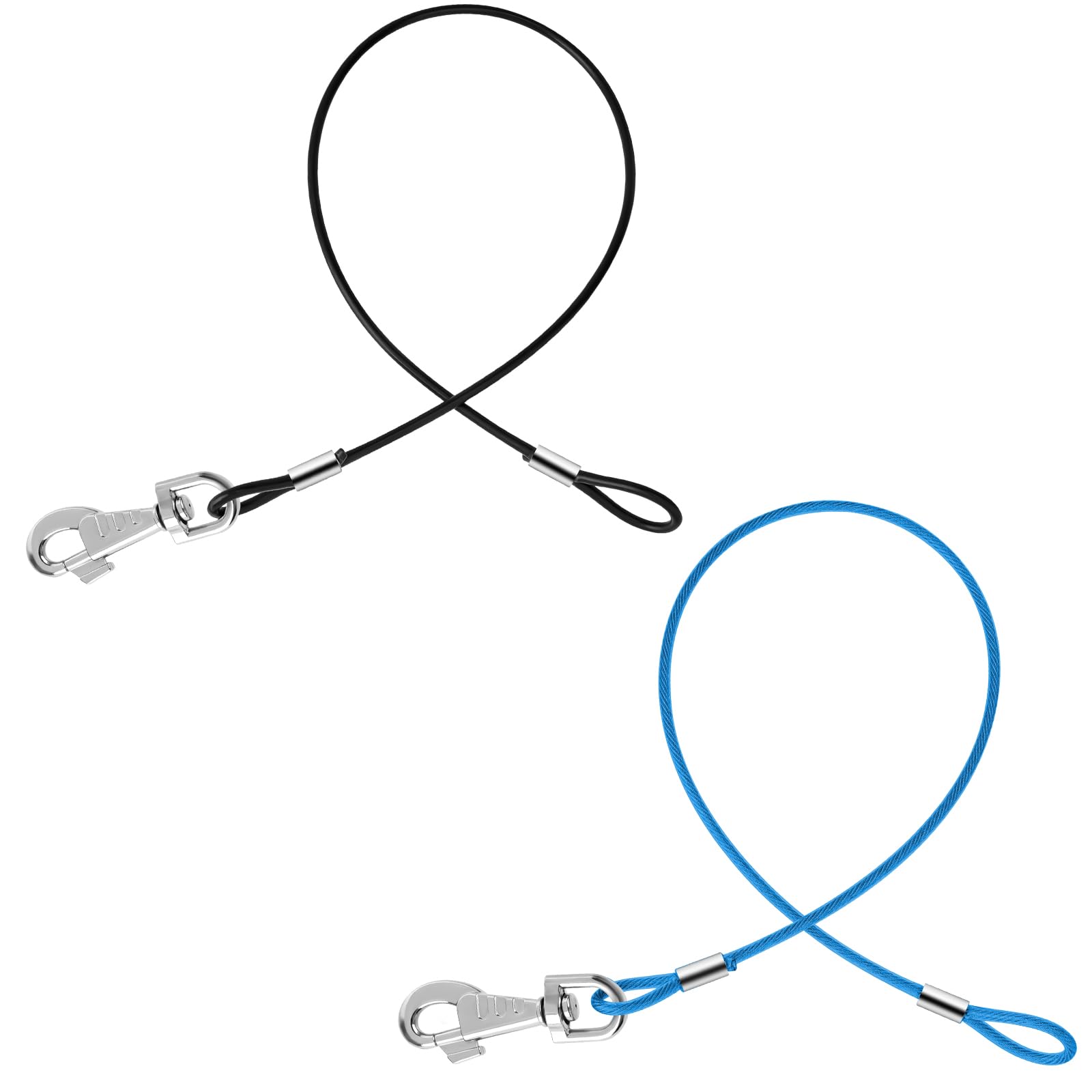 Kalione 2 Pack Chew Proof Dog Leashes Extension Metal Cable Leads, Non-Tangle Connect Leash For Any Leash, Heavy Duty Dog Leash 