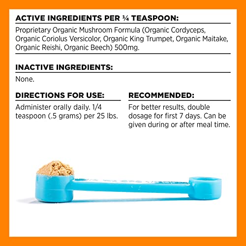 BIXBI Dog & Cat Skin & Coat Support, 2.12 oz (60 g) - All Natural Organic Pet Superfood - Daily Mushroom Powder Supplement - USA