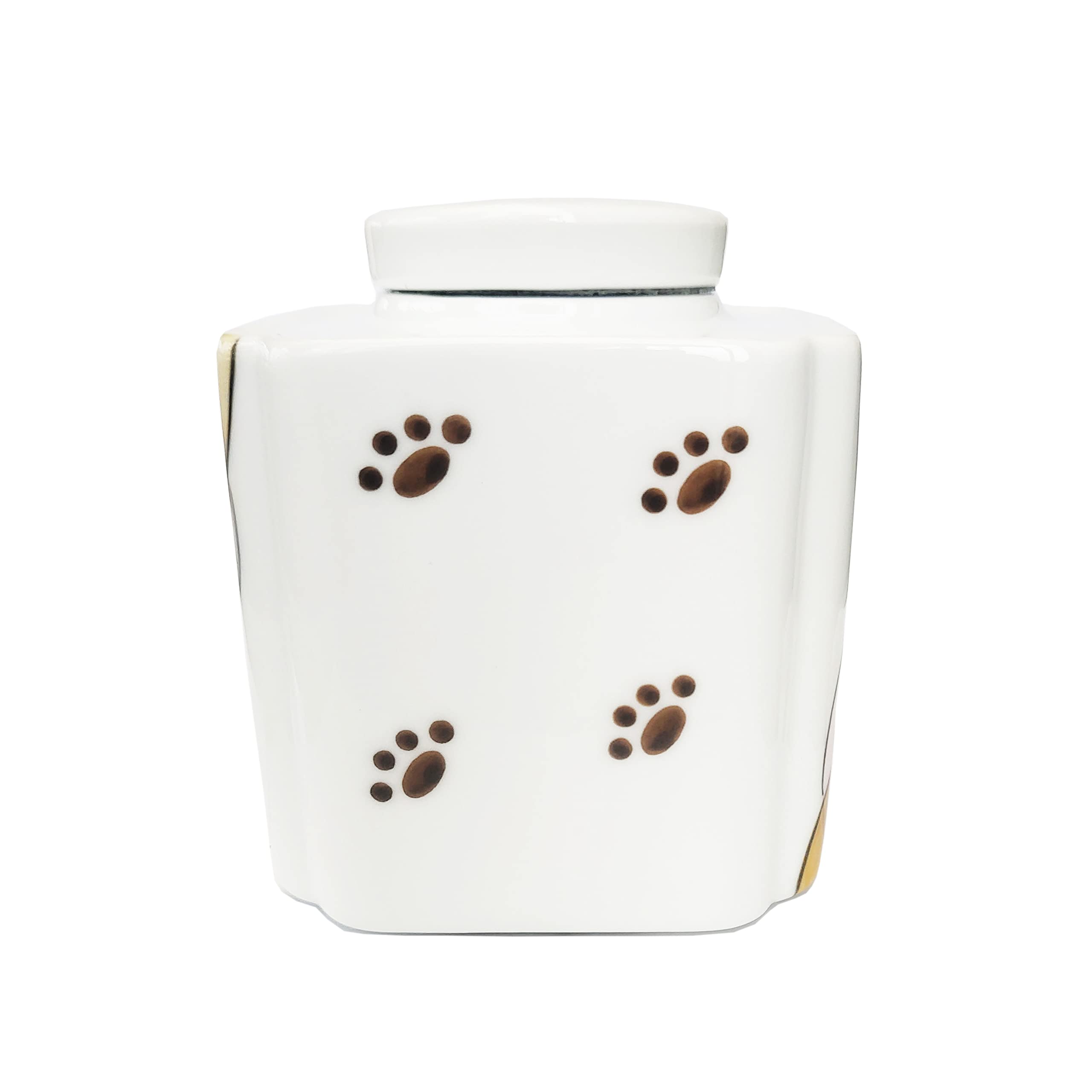 Qiulogfen Orange Animal Print Ceramic Cat Urn - Memorial Urn For Kitten Ashes - Sealed Jar With Sturdy Base - Decorative Indoor Vase