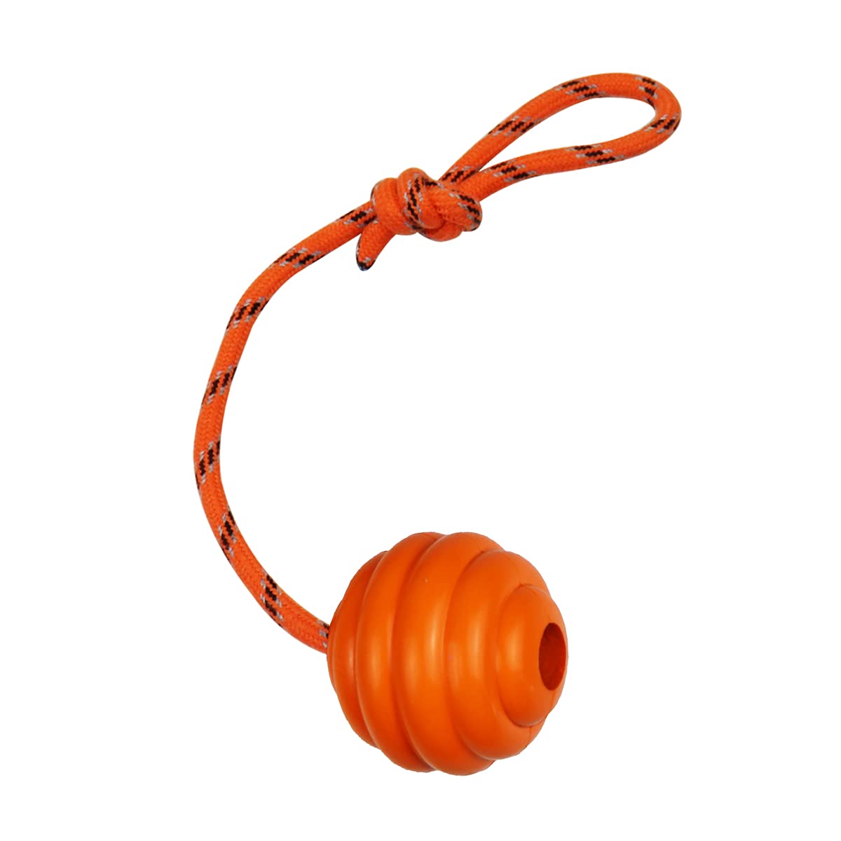 Nevperish K9 Training Ball With Rope Exercise And Reward Toy For Dogs Indestructible Dog Toy Ball With Handle For Training Pull Throw Toy Tug Toy Dogs Fetch Toys Belgian Malinois Gifts (Pure Orange)