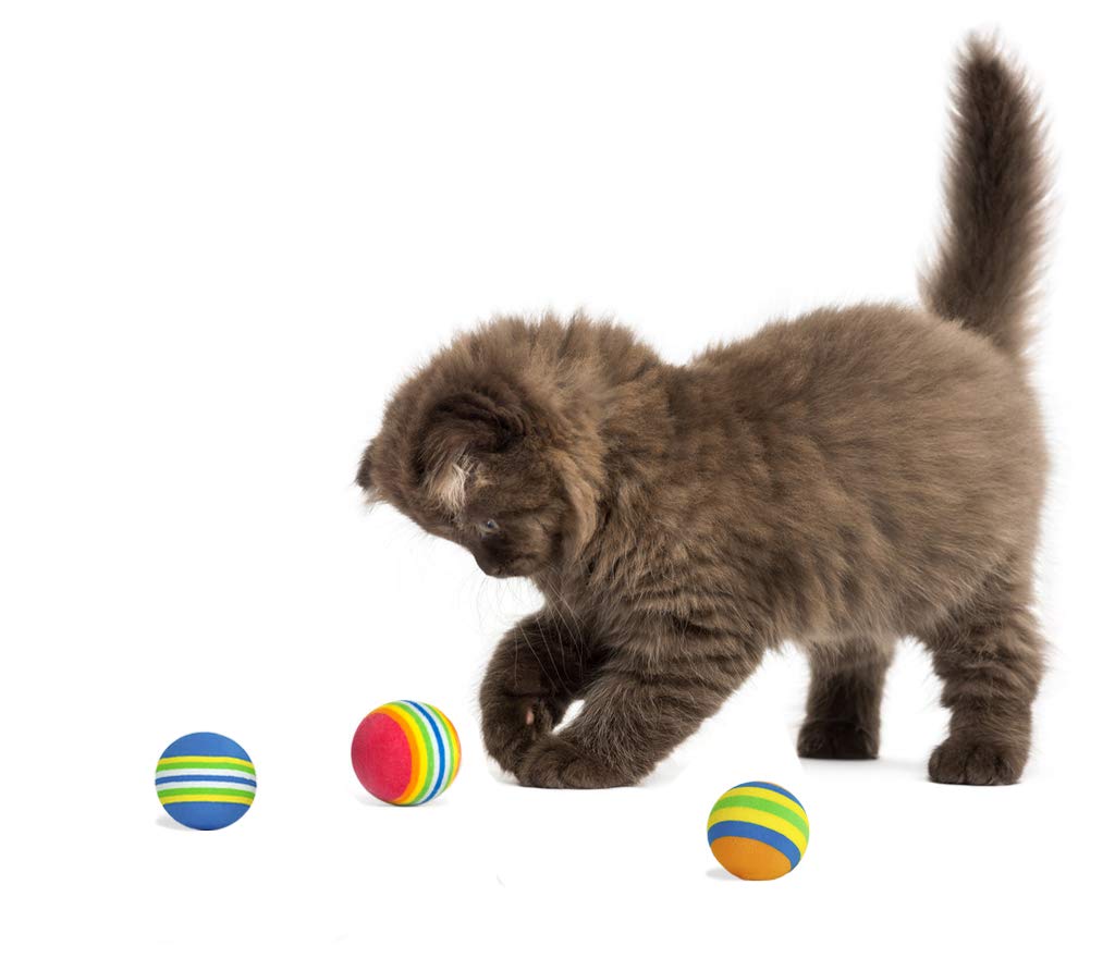 Pet Show 15Pcs 1.4' Interactive Cat Toy Balls For Indoor Cats Colorful Rainbow Soft Foam Kitten Toys Ball For Small Dogs Puppies Quiet Playing Stuff