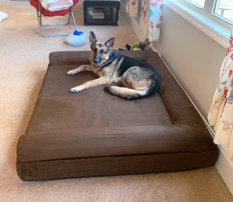 Barker Beds Giant Dog Sofa Bed (Giant, Chocolate) - 7 Thick Soft & Comfortable Orthopedic Cushion - Durable Xxl Large Dog Bed