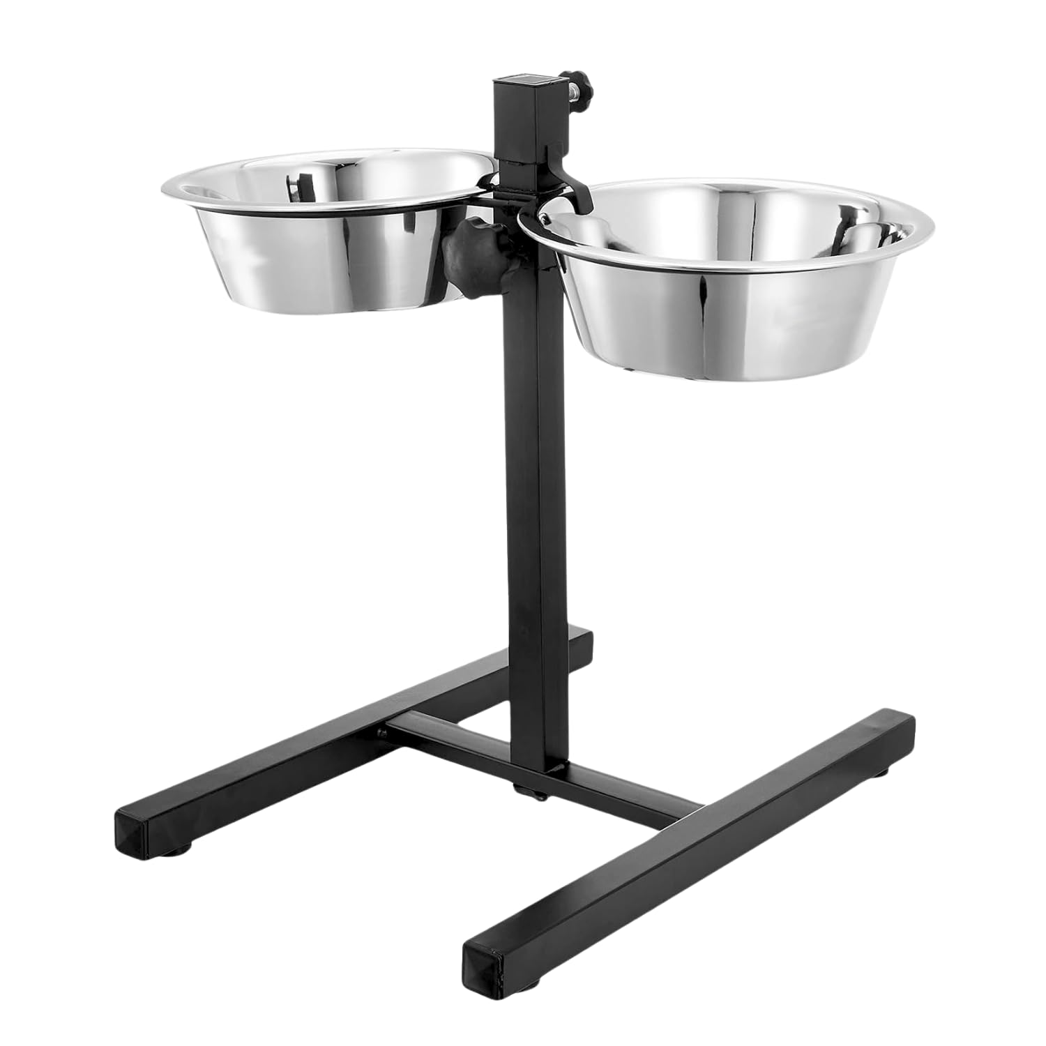 Pets Empire Adjustable Pets Bowl Elevated Double Diner Dog Bowls (900 Ml X 2) | HBase Stand With Stainless Steel Removable Bowl