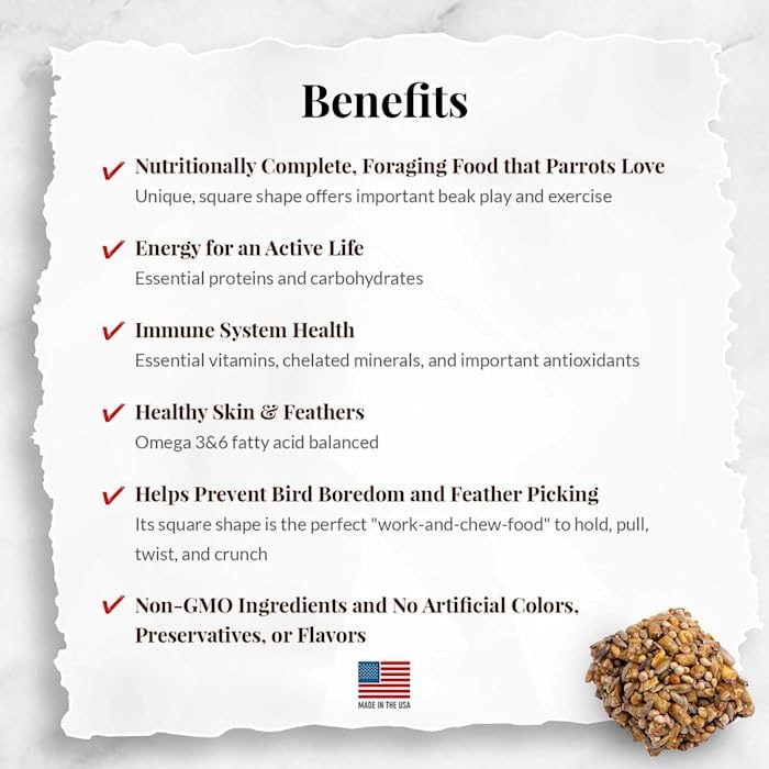 LAFEBERS Classic Avi-Cakes Pet Bird Food, Made with Non-GMO and Human-Grade Ingredients, for Parrots, 12 oz
