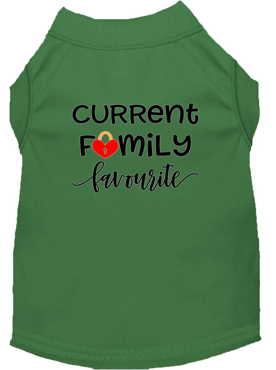 Pet Dog & Cat Shirt Screen Printed, &quot;Current Family Favorite&quot; Emerald Green XL (14-20 lbs.)