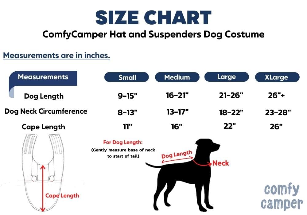 ComfyCamper Dog Costume - Hat and Suspenders, Large, Red, Polyester, X-Large, Medium, Small, Lab Star Space Halloween