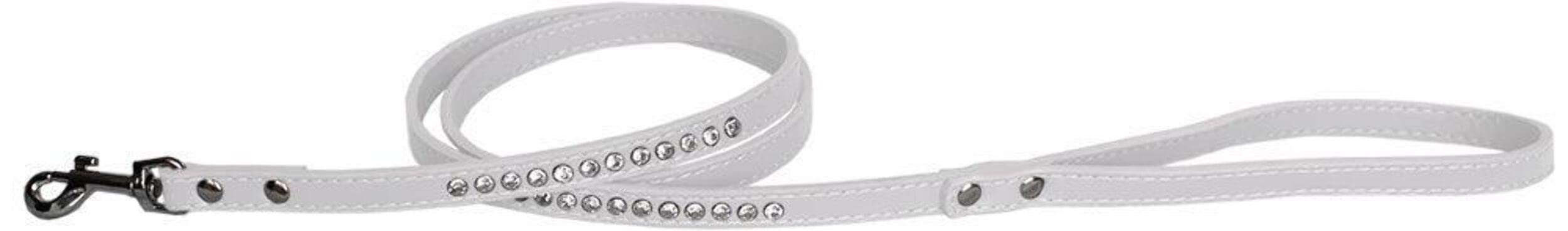 Pet, Dog or Cat Fashion Leash,Clear Jewel (Available in 7 colors) White 1/2" wide x 4' long