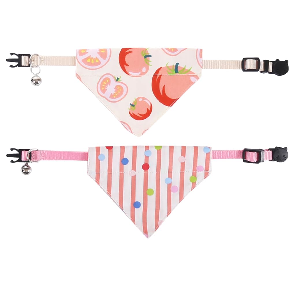 Cat Collars Breakaway With Bandana Bell Tomato Pet Kitten Adjustable For Small Dog Puppies Girl Boy