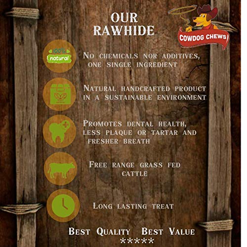 Cowdog Chews Natural Rawhide Chips - Premium Long-Lasting Dog Treats with Thick Cut Beef Hides (5 Lb)