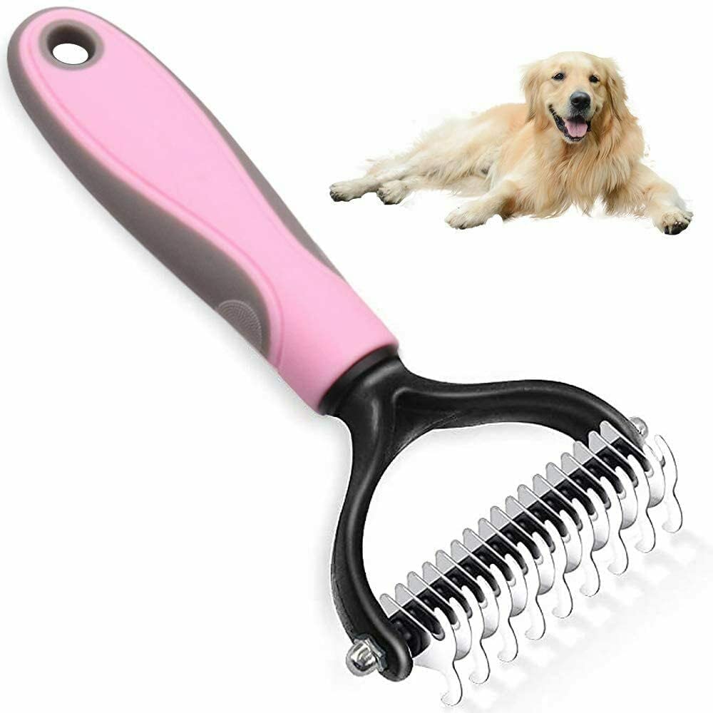 Hikanex Double Sided Pet Grooming Brush Shedding And Hair Removal Dog Brush For Dogs And Cats, Extra Wide Under Hair Rake Comb G