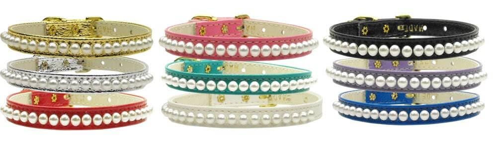 Dog, Puppy & Pet Collar, 3/8&quot; Wide Pearl - 10 - Blue