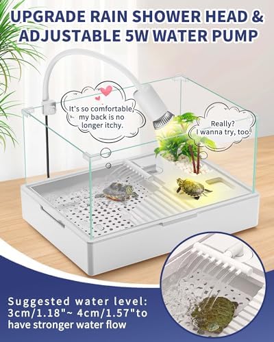 Moonorange Large Turtle Tank Kit(Tank + Light + Water Pump), Acrylic Turtle Tank Starter Kit With Two Rain Shower Head, Adjustab