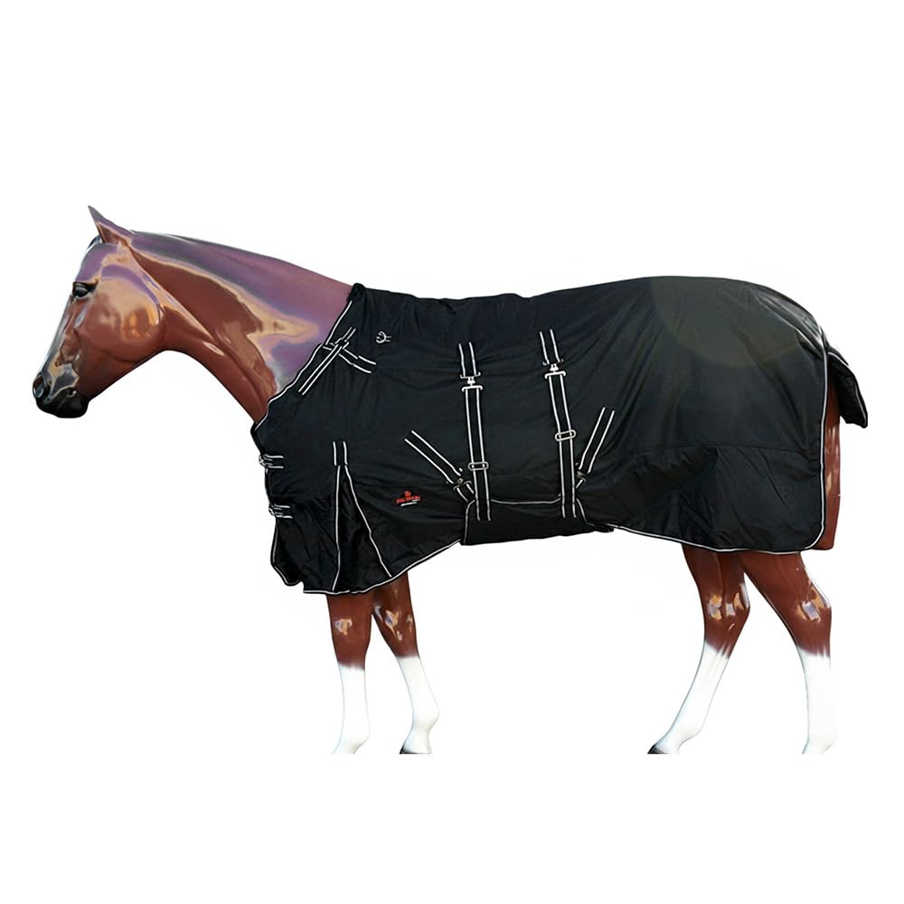 Black 66 in HILASON 1200D Winter Waterproof Poly Horse Turnout Blanket Belly Wrap