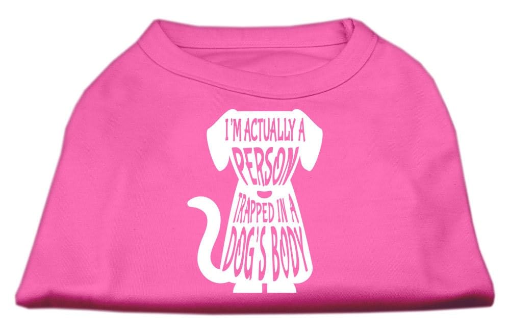 Pet Dog & Cat Shirt Screen Printed, 'Trapped In A Dog'S Body' Bright Pink Sm (3-6 Lbs.)