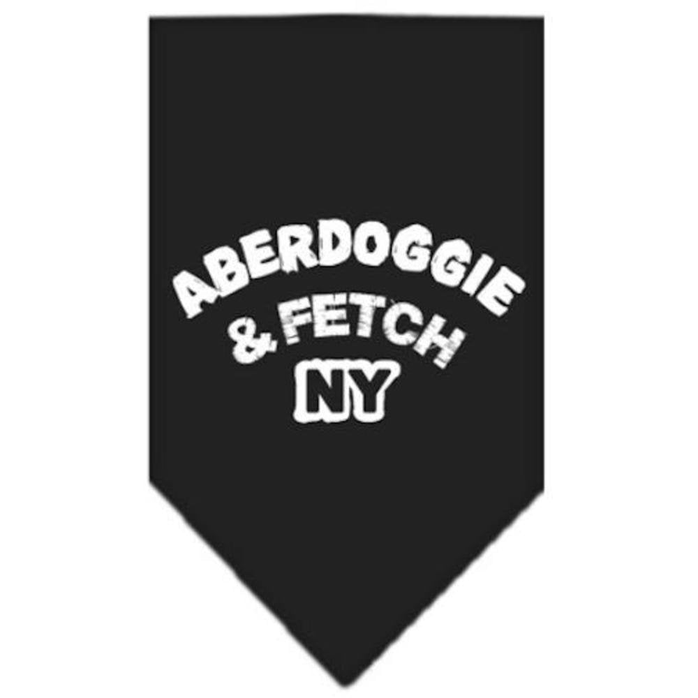 Pet and Dog Bandana Screen Printed, &quot;Aberdoggie & Fetch NY&quot; Black Small