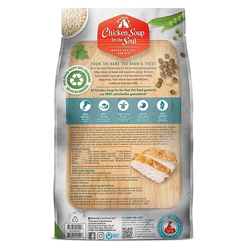 Chicken Soup For The Soul Classic Dry Large Breed Adult Dog Food, Chicken, Turkey & Brown Rice Recipe, 13.5 Pound Bag | Soy Free