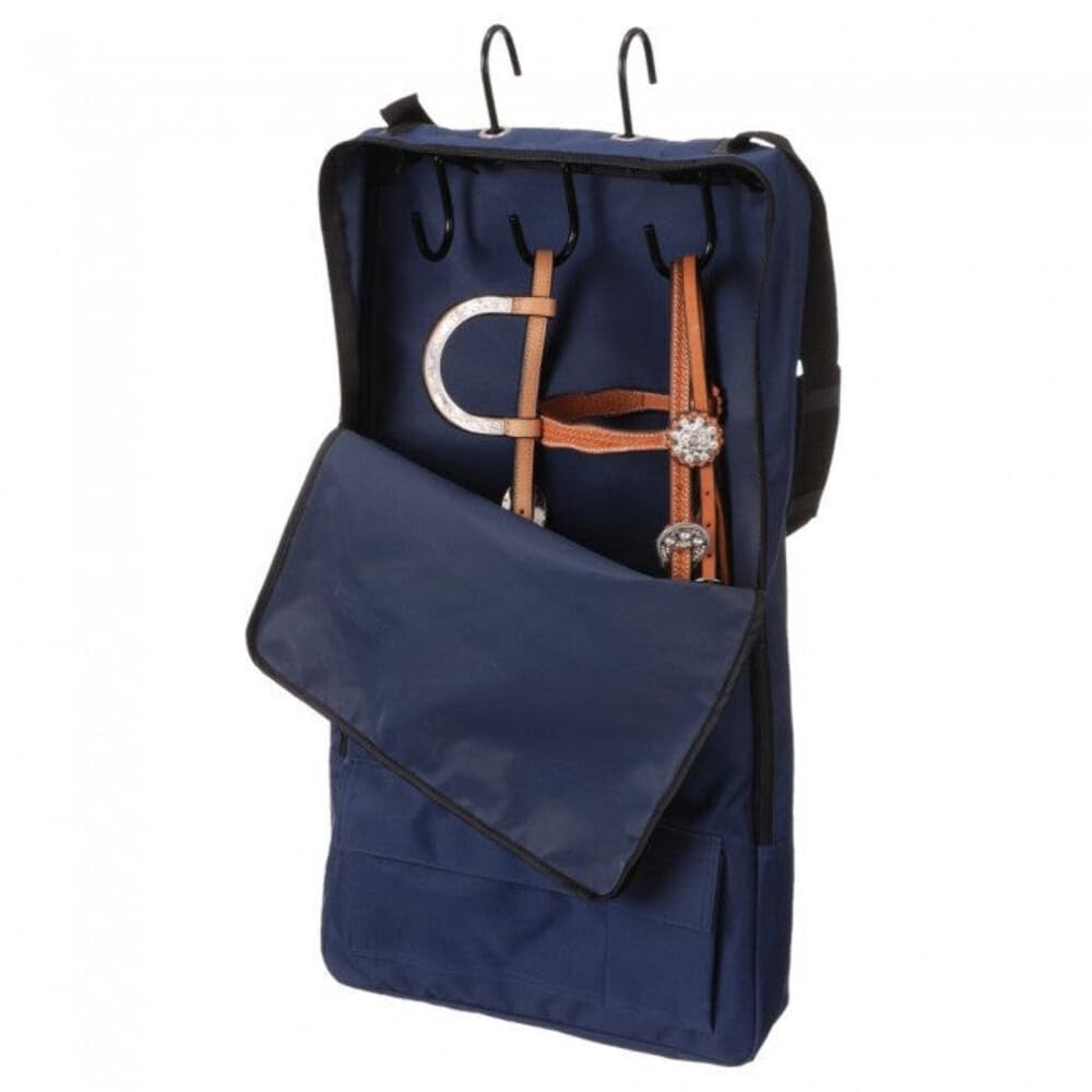 Tough 1 Bridle/Halter With 3 Prong Tack Rack, Navy Blue , 16 X 30