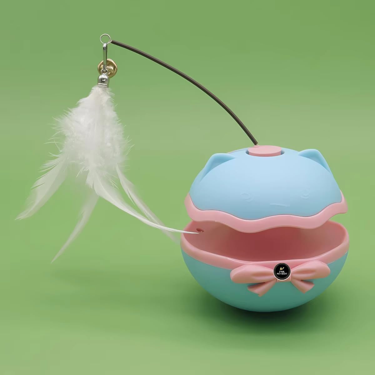 Psk Pet Mart Cat Tumbler Treat Dispenser Toy  Interactive Puzzle Feeder With Dual Rolling Balls & Detachable Feather Wand Bell 