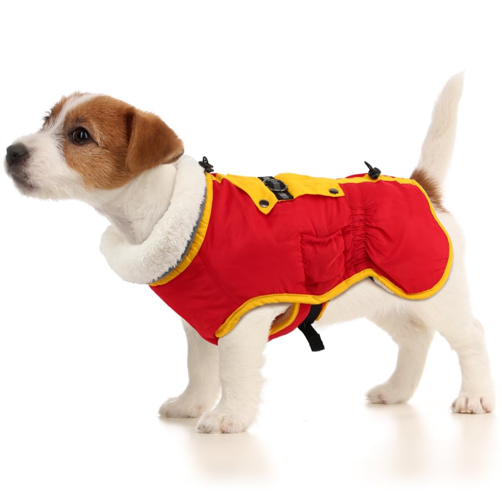 Emust Winter Coat, Soft Thick Fleece Lining Warm Jacket For Small Dogs, Windproof Reflective Turtleneck Cold Weather Coats, Snow