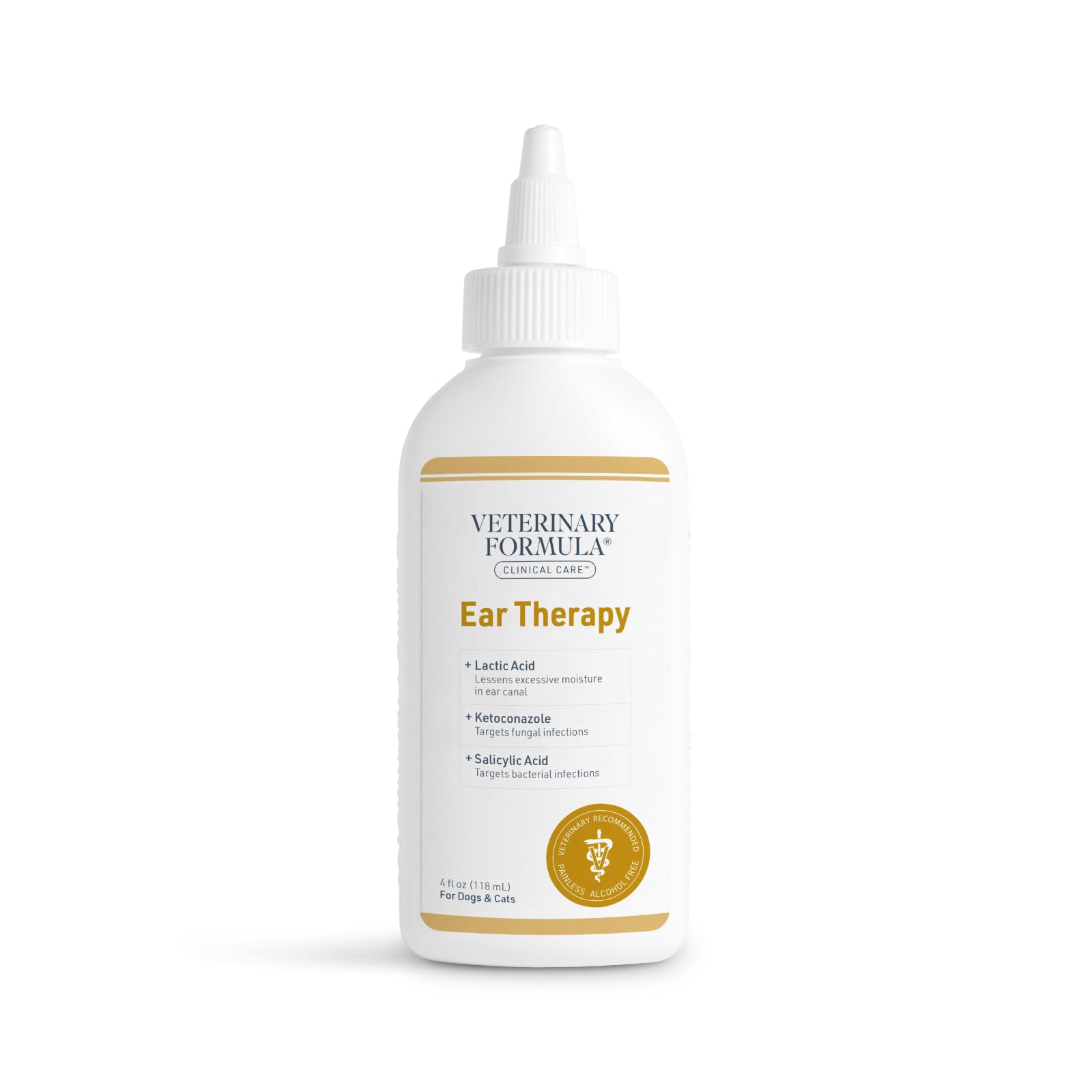 Veterinary Formula Clinical Care Ear Therapy, 4 oz. - Cat and Dog Ear Cleaner to Help Soothe Itchiness and Cleans The Ear Canal 