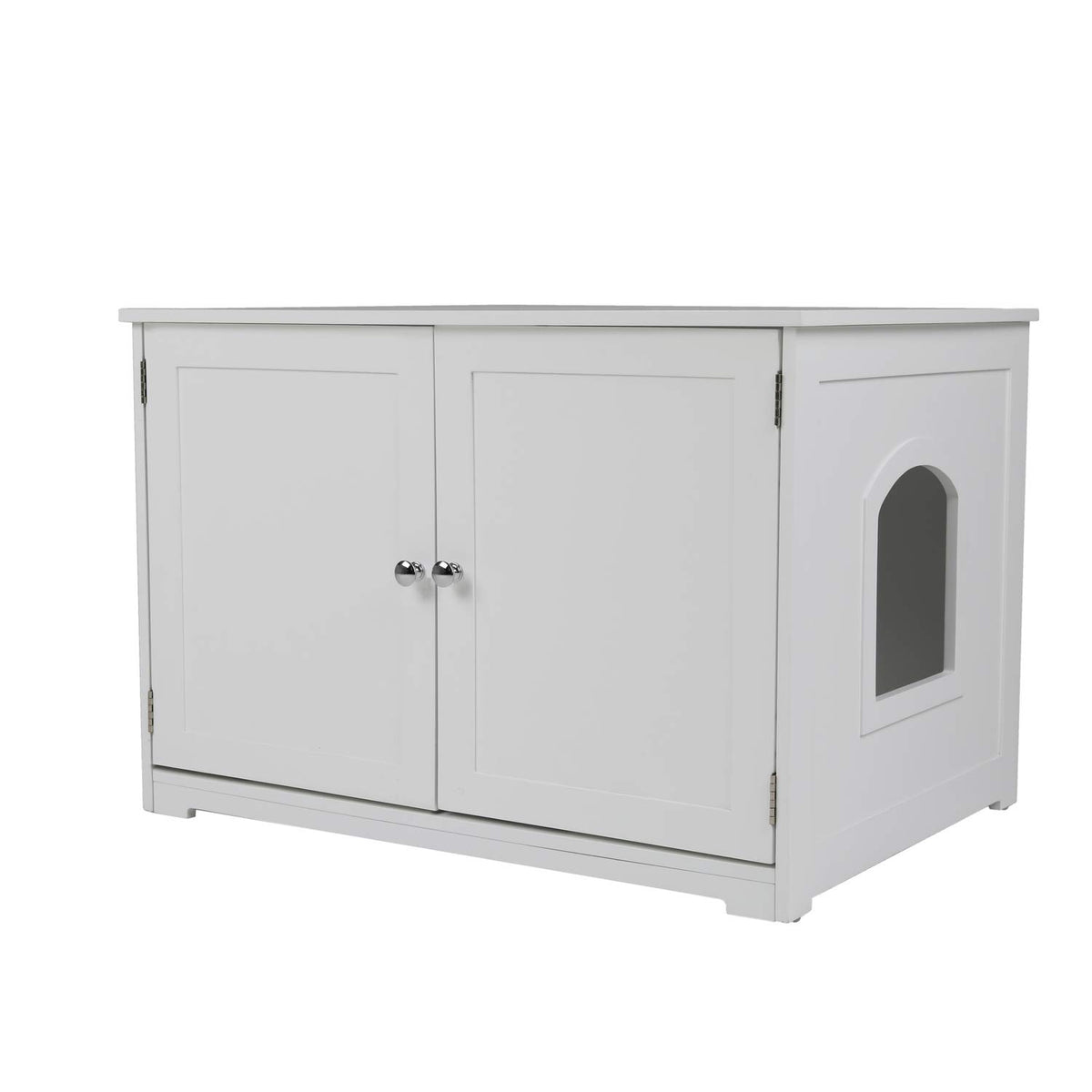 Zoovilla Merry Pet Kitty Litter Cabinet Bench, White Large