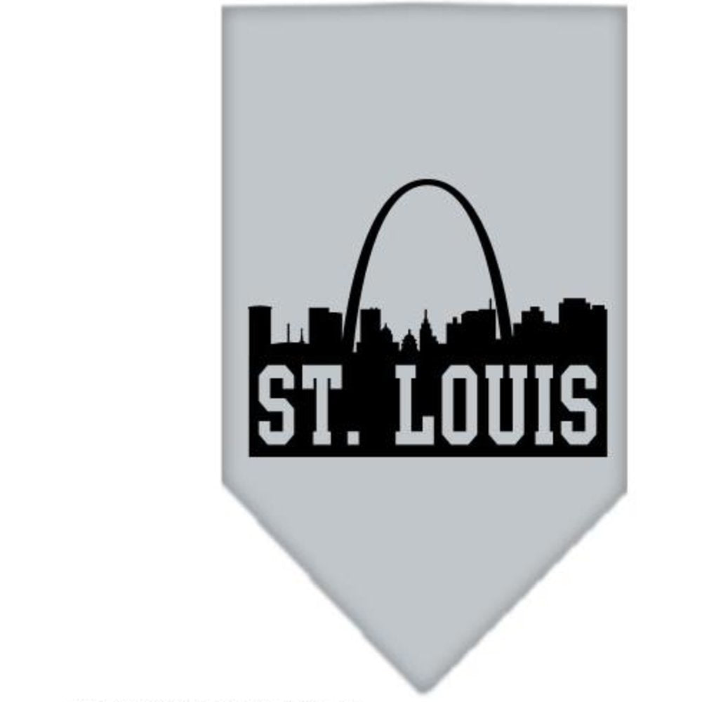 Pet and Dog Bandana Screen Printed, &quot;St. Louis Skyline&quot; Grey Small