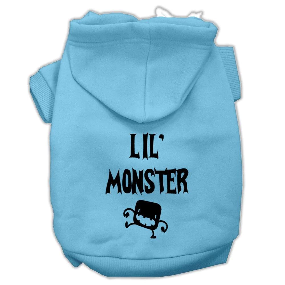 Mirage Pet Products 10&quot; Lil Monster Screen Print Pet Hoodie, Small, Grey