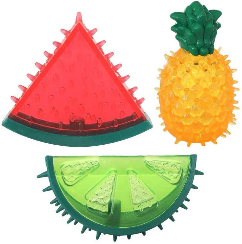 THE DDS STORE pcs Freezable Pet Teether Cooling Chew Toys Summer Fruit Lemon Pineapple Watermelon Design Bite Resistant Dog Coo