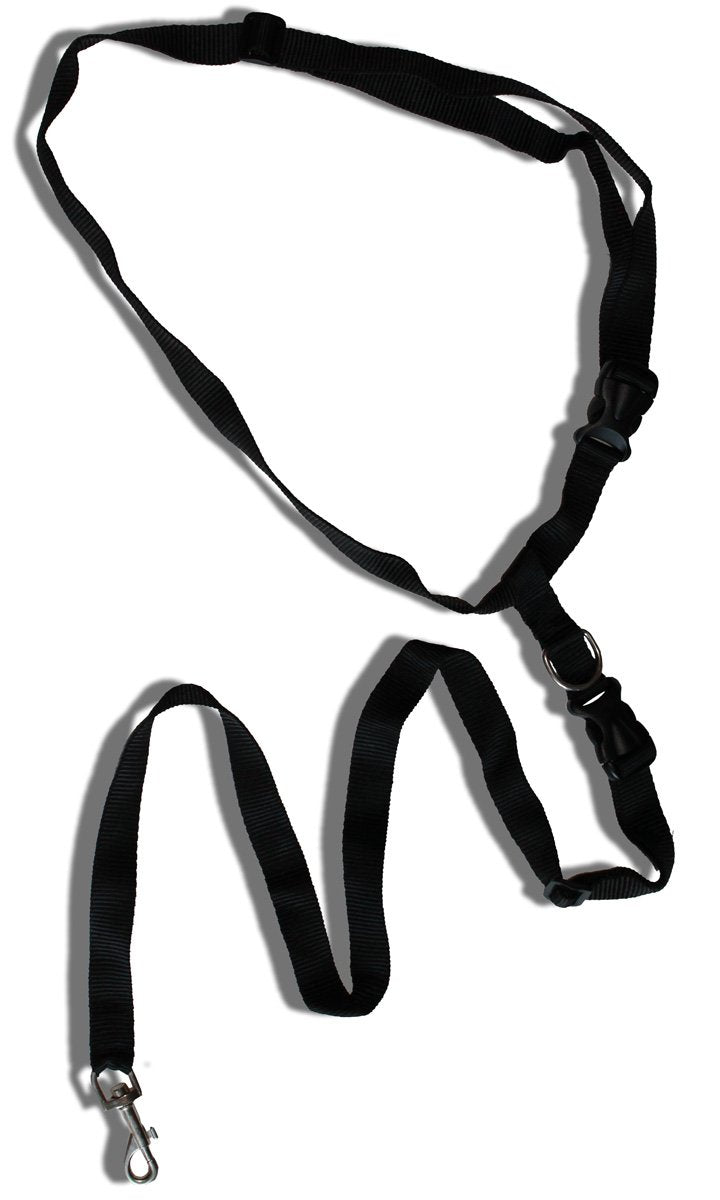 Hands Free Leash System 1' Wide Black Adjustable Waist 29'-52'