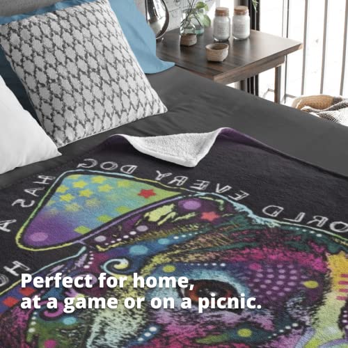 Dawhud Direct Colorful Dog Fleece Blanket For Bed, 50'' X 60'' Dean Russo Ii Dog Fleece Throw Blanket For Women, Men And Kids -