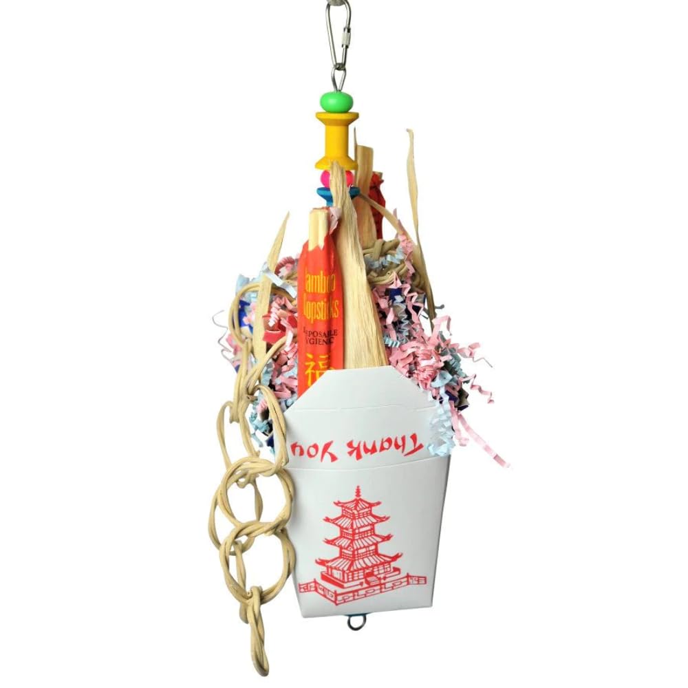 A&E Cage Company Hb836 Happy Beaks Chinese Take Out Toy, Multicolor