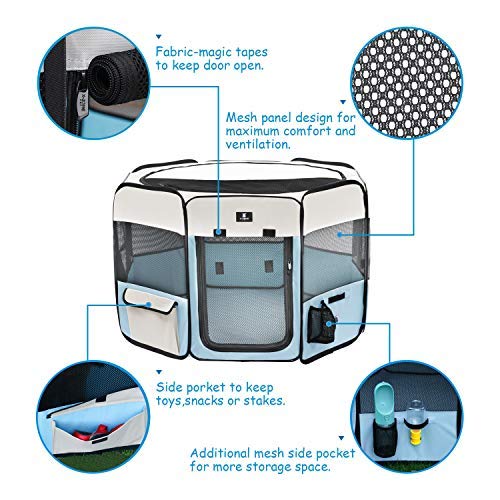 X-Zone Pet Portable Foldable Pet Dog Cat Playpen Crates Kennel/Premium 600D Oxford Cloth,Removable Zipper Top, Indoor And Outdoor Use
