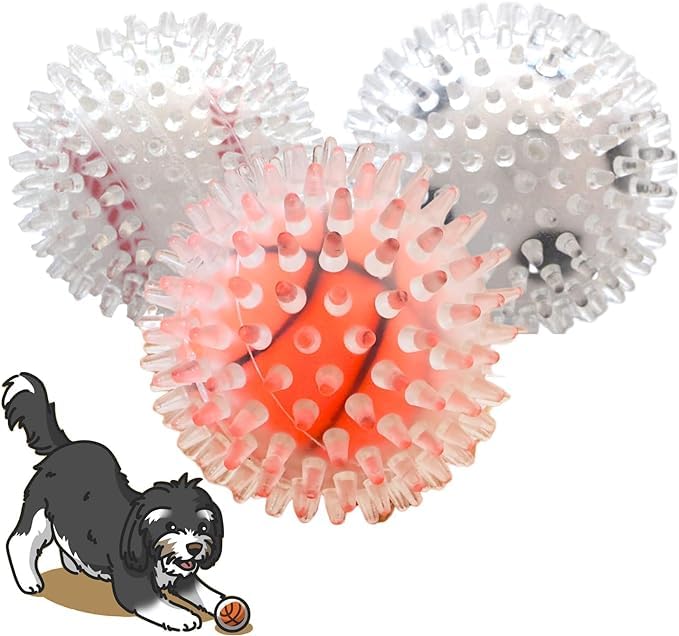 RvPaws 3.5 Squeaky Spiky Dog Balls 1 Pcs Pack  Durable NonToxic Rubber Toy for Teething and Aggressive Chewers, Double Layere