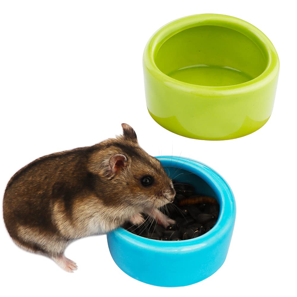 2 Pcs Ceramic Hamster Bowl, Small Animal Food Bowl And Water Dish Feeder For Hedgehog Hamster Guinea Pig Sugar Glider Rat Gerbil