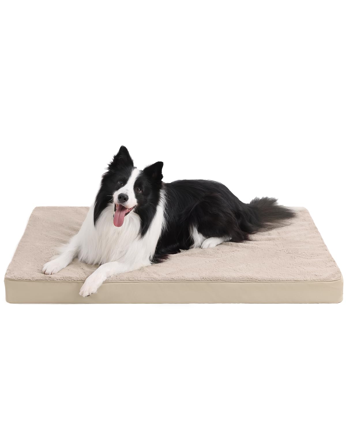 KSIIA Orthopedic Dog Bed Crate Waterproof Pet Mats for Large Dogs Deluxe Plush Washable Pet Bed with Egg Crate Foam & Removable 