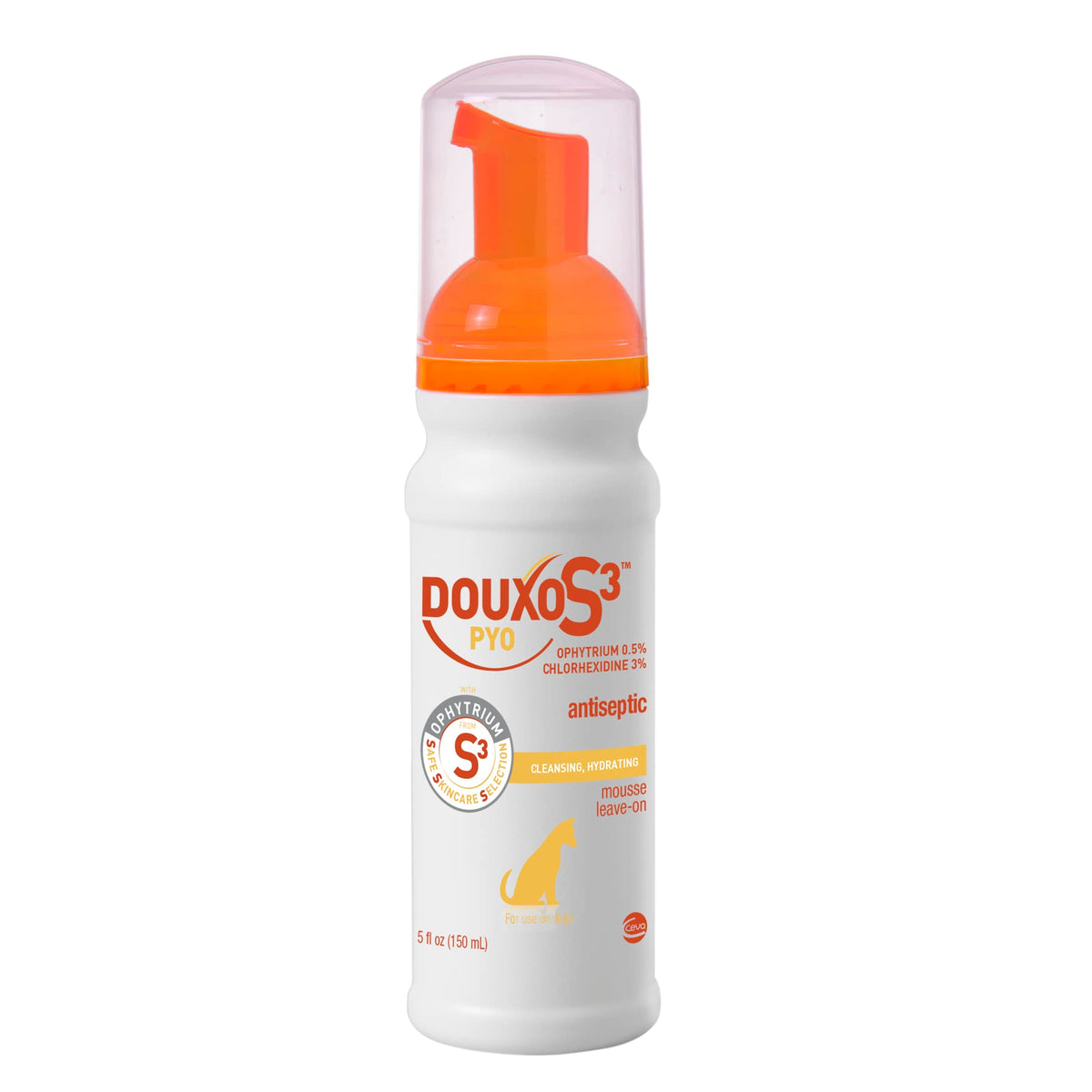 Douxo® S3 Pyo Mousse, Contains 3% Chlorhexidine & 0.5% Ophytrium®, Antiseptic & Hydrating, For Bacterial Or Yeast Skin Infections, For Dogs, 5.1 Fl. Oz. (150Ml)