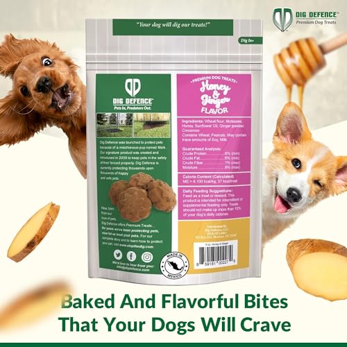 Dig Defence Premium Dog Treats - Honey/Ginger and Carrot/Peanut Butter, Natural Ingredients, Baked Gourmet Snacks for Small & Bi