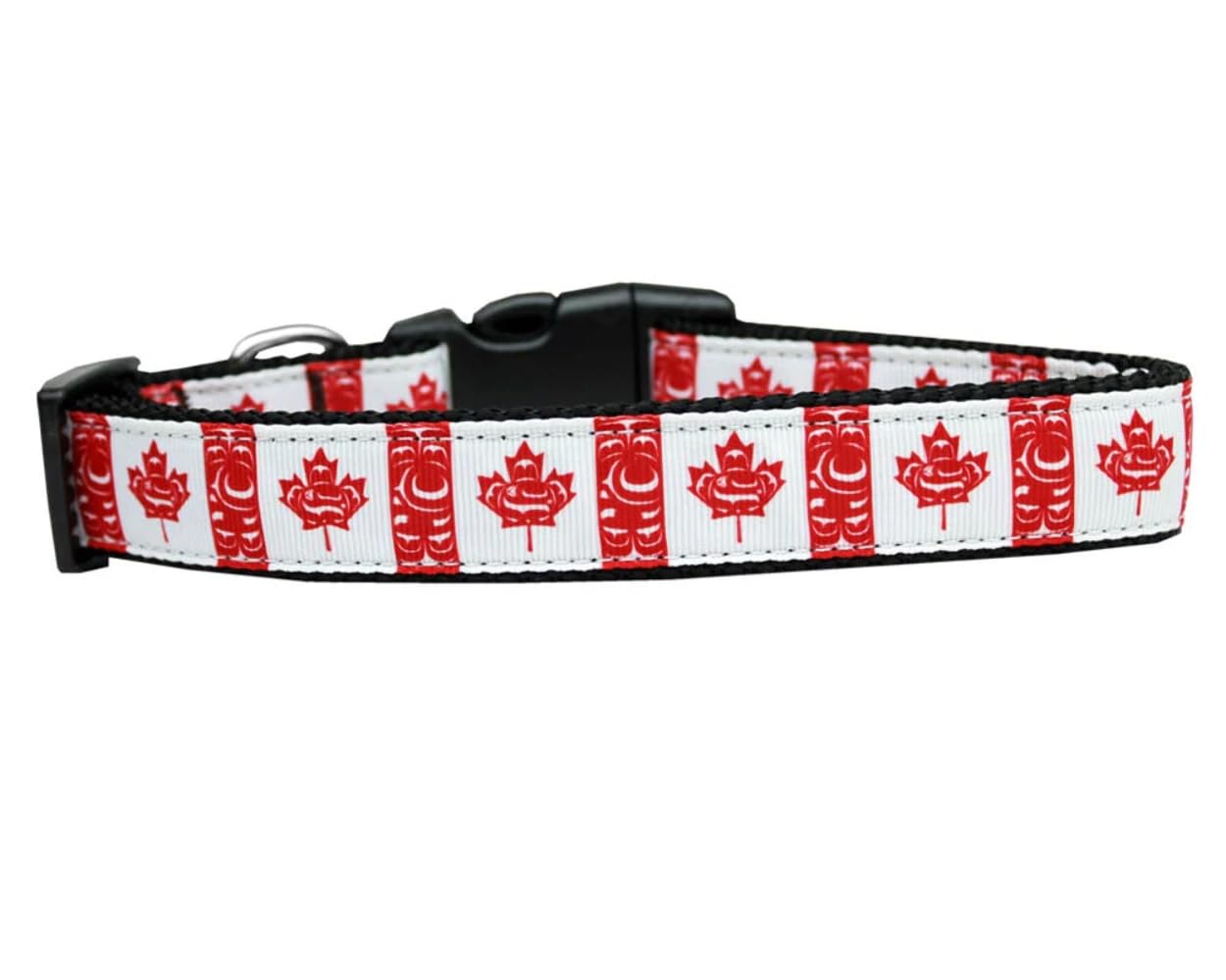 Pet Dog & Cat Nylon Collar or Leash, &quot;Canadian Flag In Swirls&quot; MD Narrow Collar