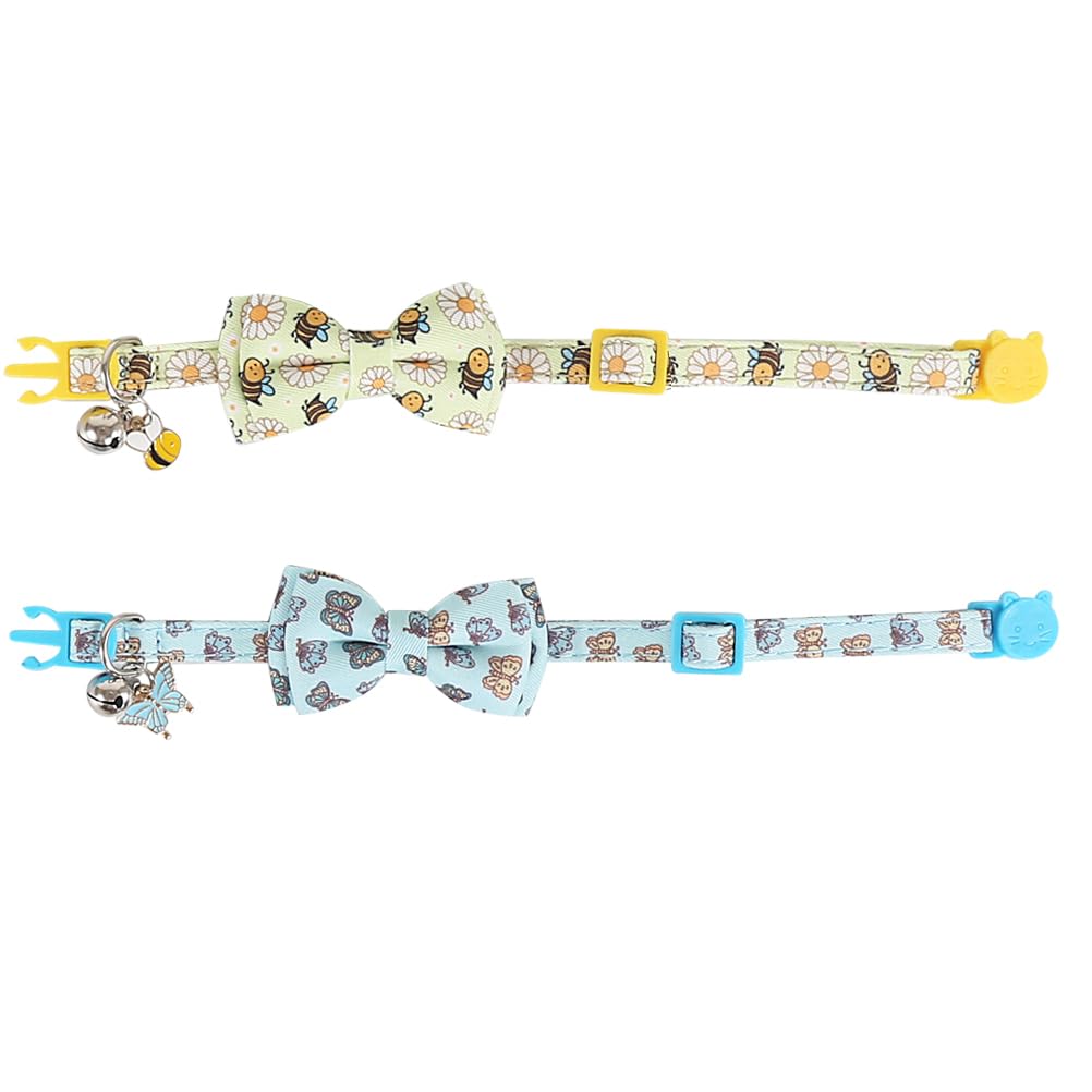 Cat Collar Breakaway With Cute Bow Tie And Bell Accessories For Kitty Adjustable Safety
