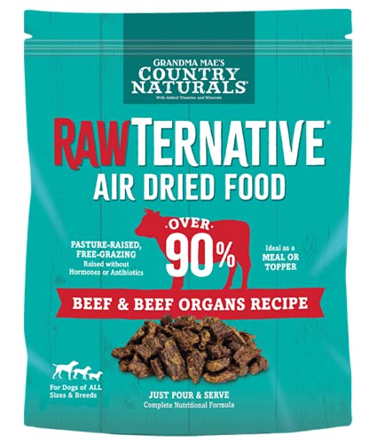 RawTernative Air Dried Dog Food, High Protein, Over 90% Real Beef & Beef Organs + New Zealand Green Mussels, Complete Meal or To