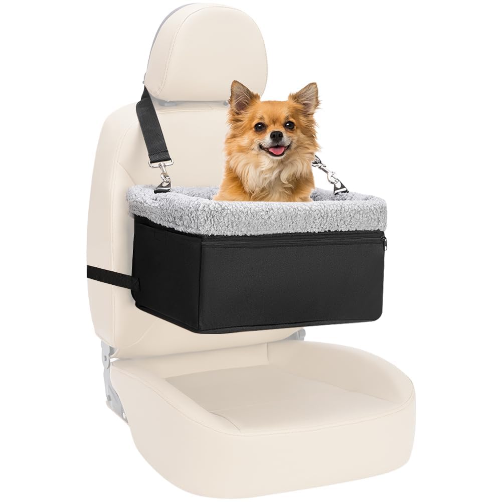 Novolab Dog Car Seat For Small Pets Under 20Lbs, Booster Seat With Metal Frame, Double-Layer Oxford Fabric, Safety Leash For Dogs And Cats