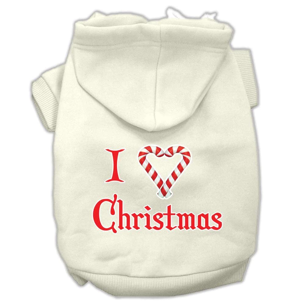 Mirage Pet Products I Heart Christmas Screen Print Pet Hoodies, Small, Bright Pink