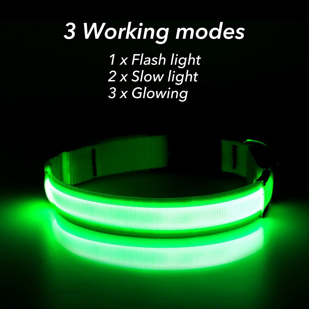 Bseen Reflective Led Dog Collar - Light Up Dog Collars For Safe Walking At Night - Super Bright Lighted Puppy Collar - Rechargeable For Dogs (Neon Green, X-Large)