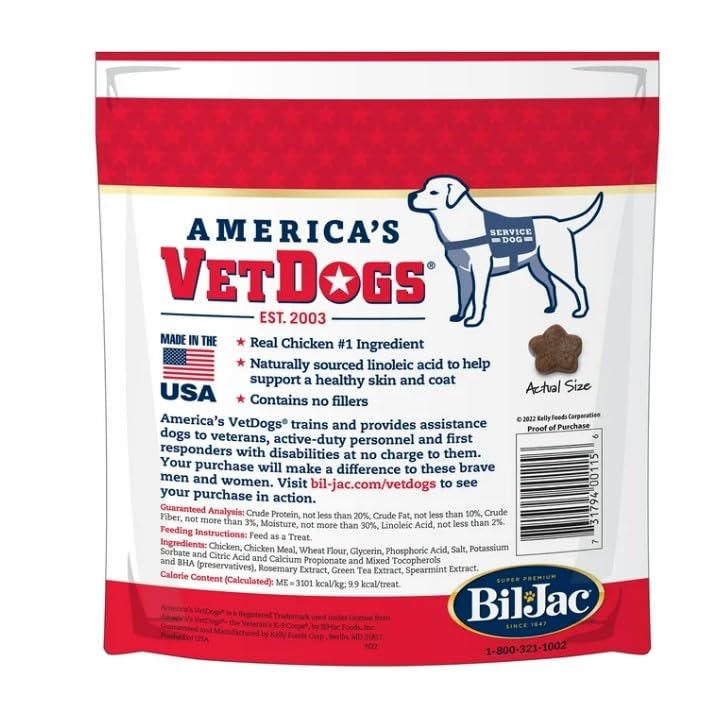 American VetDogs Veterans K-9 Corps Skin & Coat Formula, Soft & Moist Dog Treats, Chicken, 10 oz 1 Pack