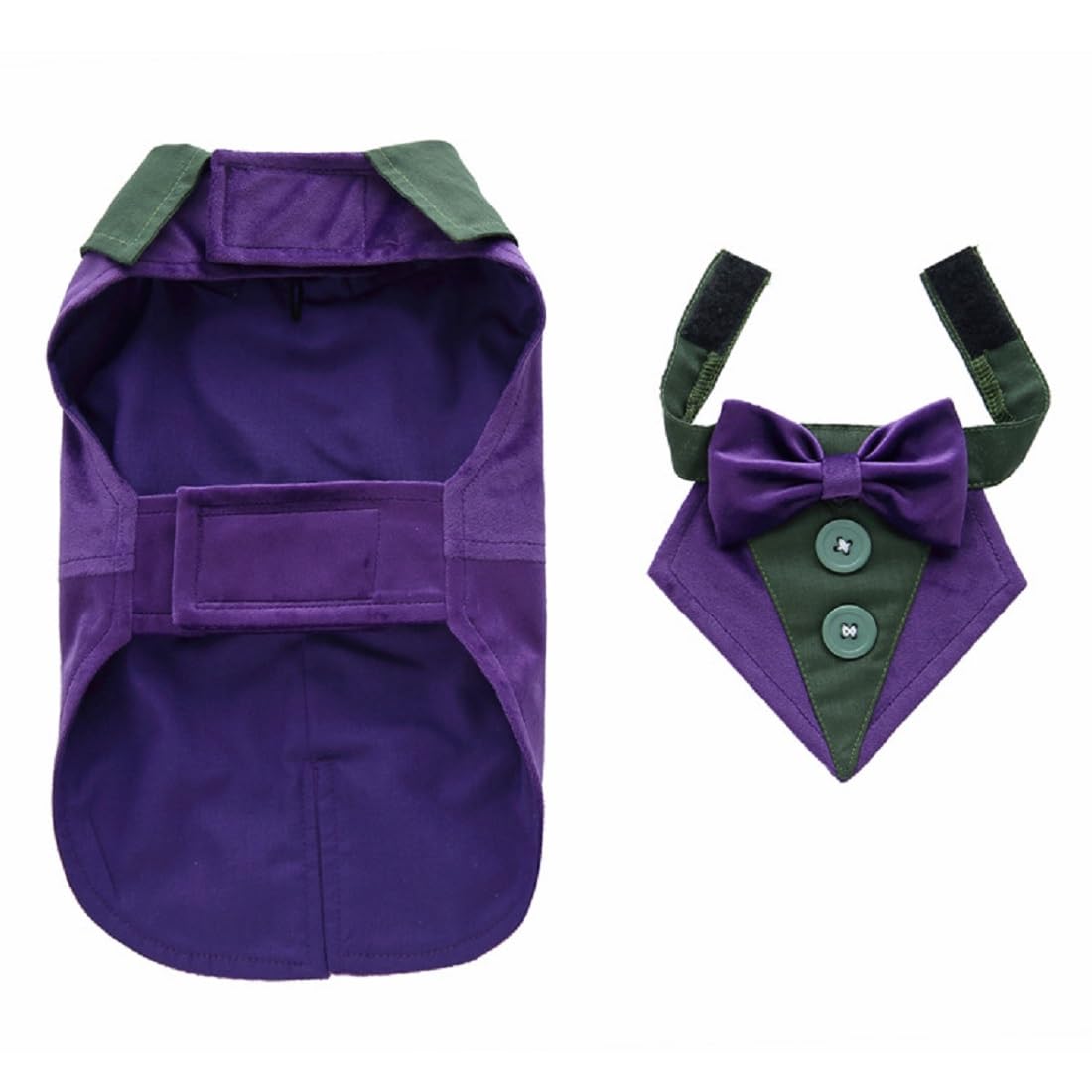 Doteyayp Puppy Velvet Tuxedo With Detachable Bowtie Prom Wedding Formal Wear Prince Costume For Small Dog (X-Small, Purple)