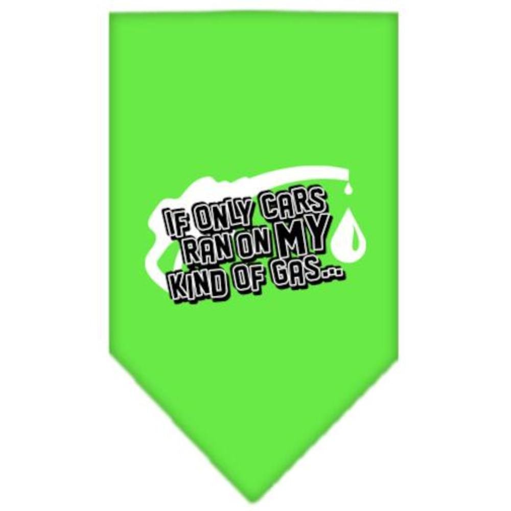 Pet and Dog Bandana Screen Printed, &quot;If Only Cars Ran On My Kind Of Gas&quot; Lime Green Small