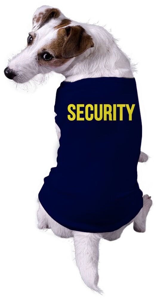 Funny Dog Shirt For Pets - Security Costume Tee With Bold Yellow Print - Lightweight Cotton Blend For Small And Large Dogs - Sar