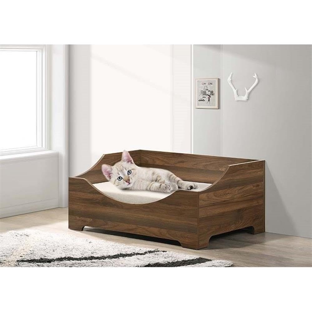 Progressive Furniture Rootbeer Pet Bed W/Cushion in Brown/Off White