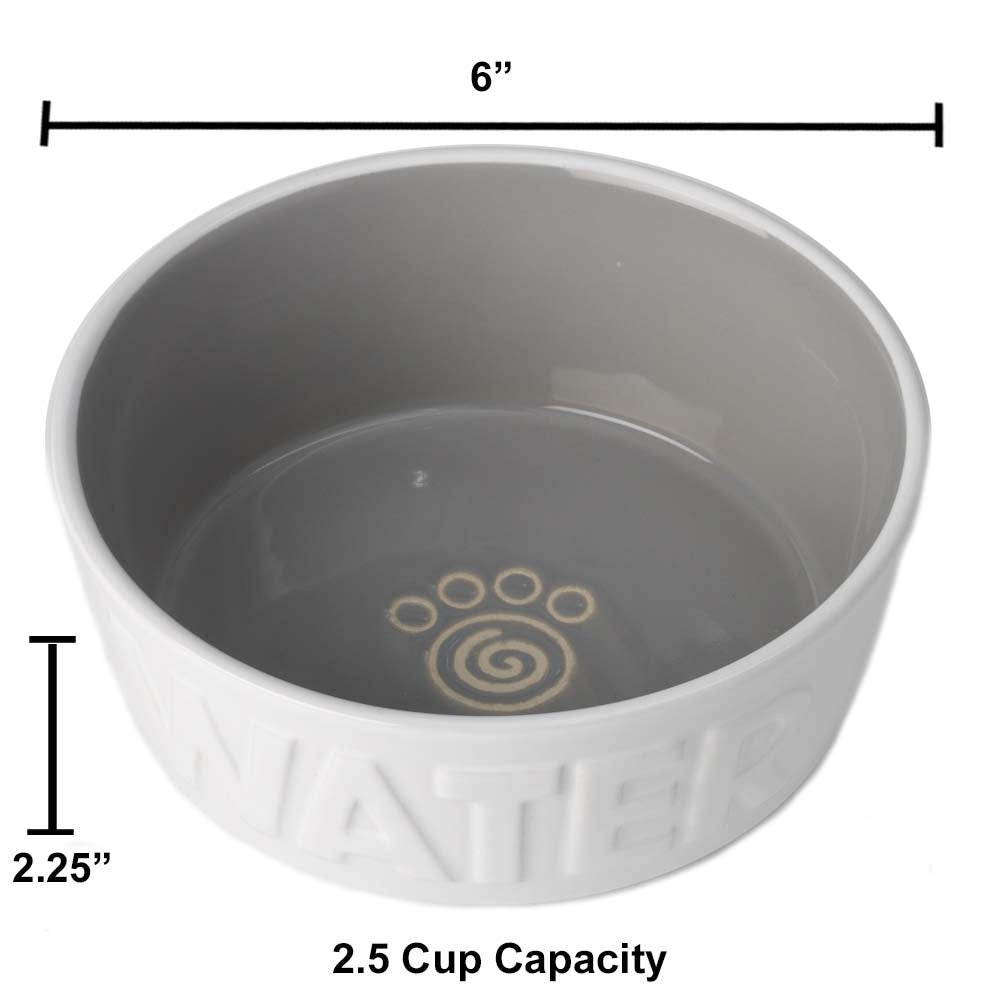 Petrageous 14014 Back To Basics Dishwasher And Microwave Safe Dog Water Bowl 6-Inch Diameter 2.25-Inch Tall 2.5-Cup Capacity For